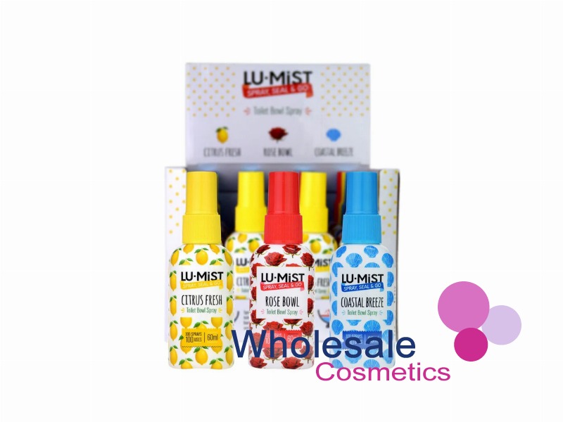 24 x LU-MIST Toilet Bowl Spray Limtied Edition Display Set - COASTAL BREEZE CITRUS FRESH ROSE BOWEL